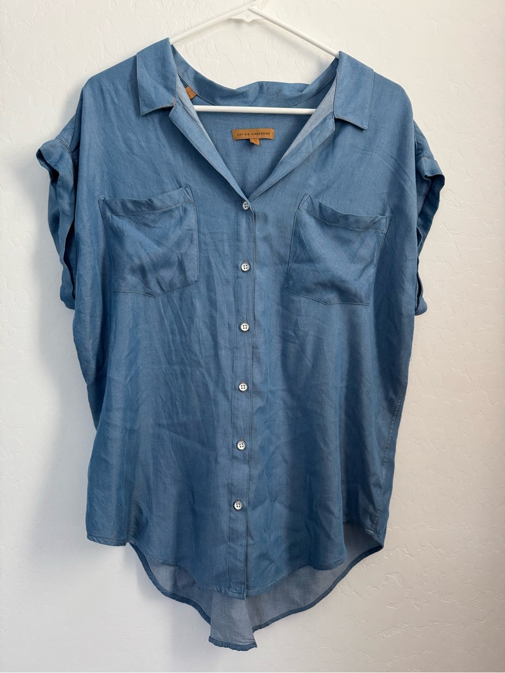 NWOT! Large Jach’s Girlfriend Lightweight Blue Button-Front Women’s Shirt